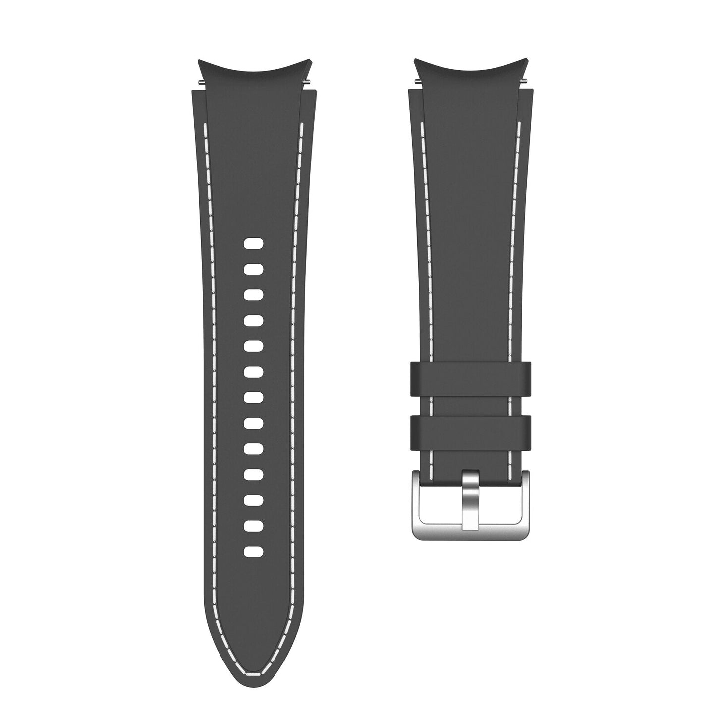 20mm Samsung Galaxy Watch Strap/Band | Black/White Silicone Stitched Strap/Band