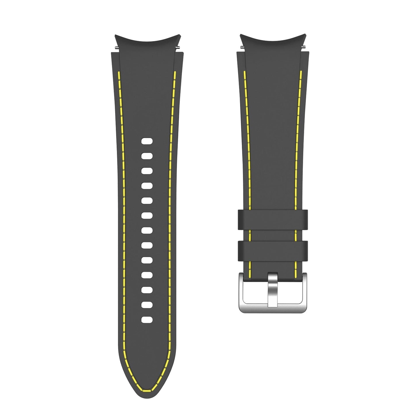 20mm Samsung Galaxy Watch Strap/Band | Black/Yellow Silicone Stitched Strap/Band