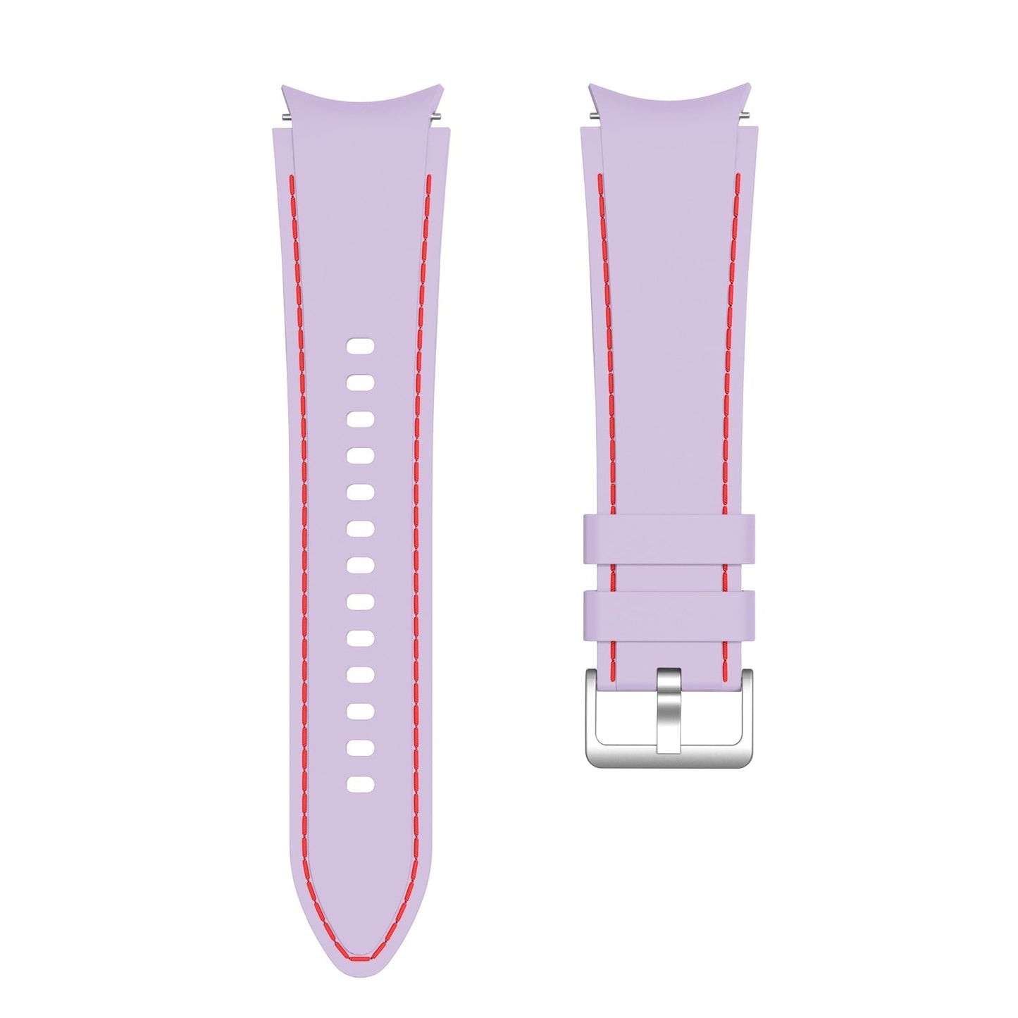 20mm Samsung Galaxy Watch Strap/Band | Light Grey/Red Silicone Stitched Strap/Band