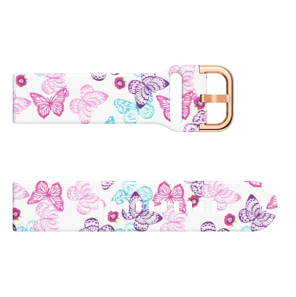 20mm Samsung Galaxy Watch Strap/Band | Butterflies Patterned Silicone Strap/Band
