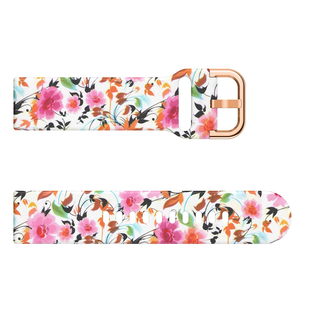 20mm Samsung Galaxy Watch Strap/Band | Light Flowers Patterned Silicone Strap/Band