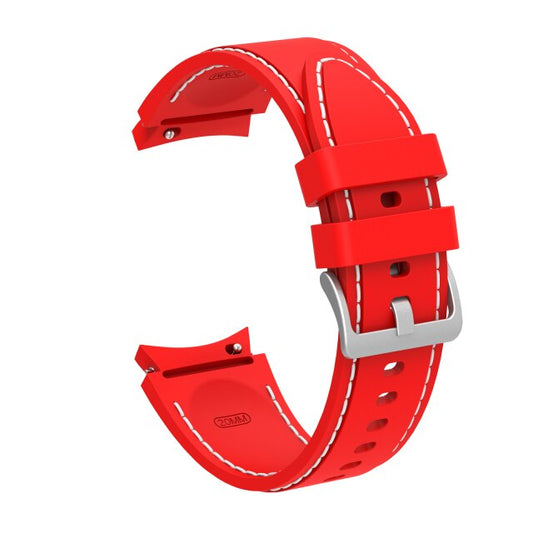 20mm Samsung Galaxy  Watch Strap/Band | Red/White Silicone Stitched Strap/Band