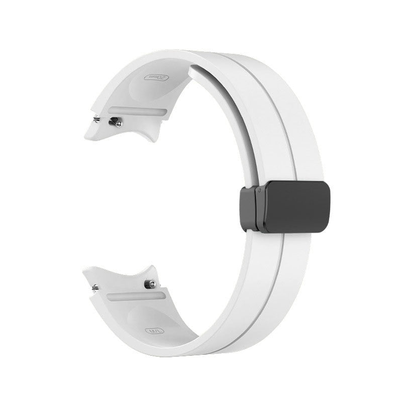 20mm Samsung Galaxy Watch Strap/Band | White Plain Silicone Strap/Band (Black Connector)