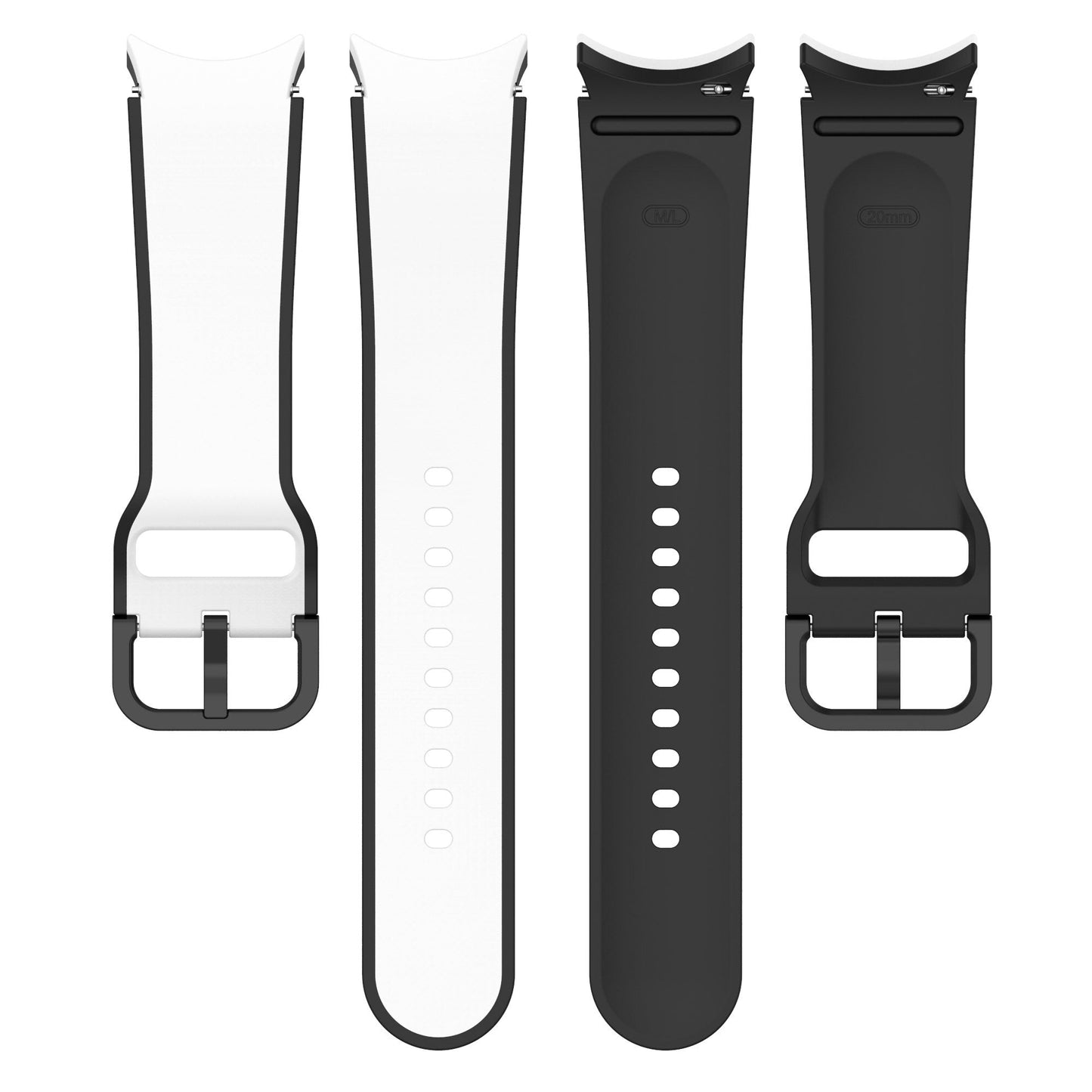20mm Samsung Galaxy Watch Strap/Band | White/Black Elite Silicone Strap/Band