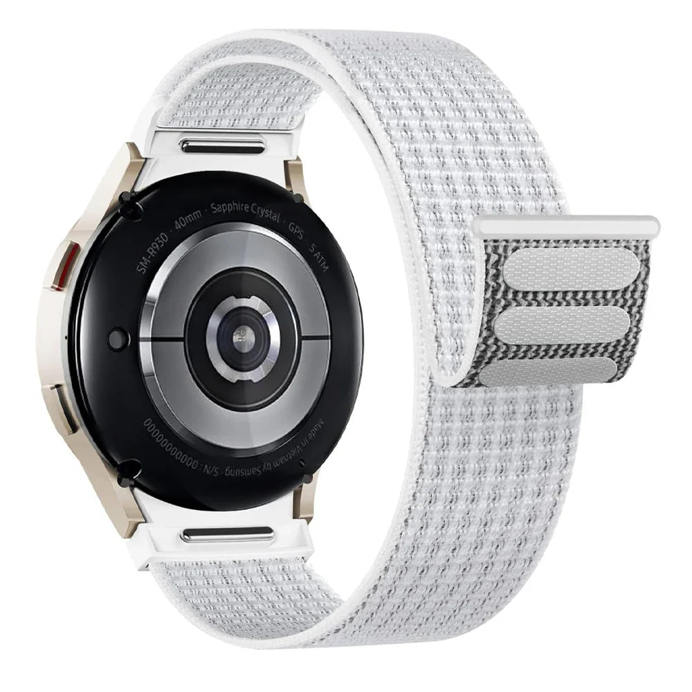 20mm Samsung Galaxy Watch Strap/Band | Reflective White Nylon Watch Strap/Band
