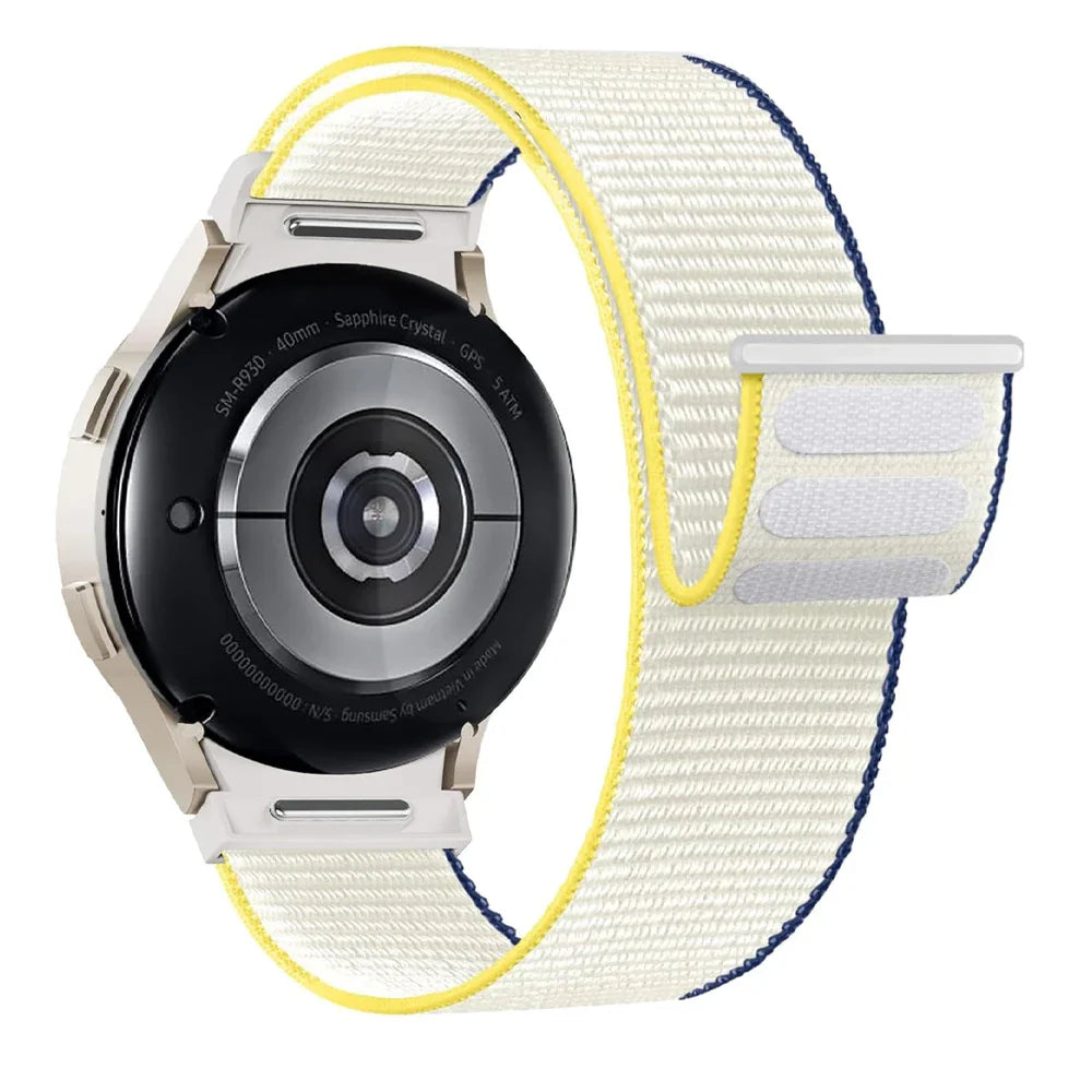 20mm Samsung Galaxy Watch Strap/Band | Blue/Yellow/White Nylon Watch Strap/Band